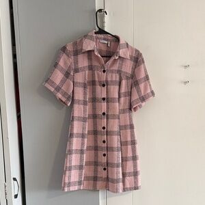 ASOS Pink and Black Checkered Mini Dress